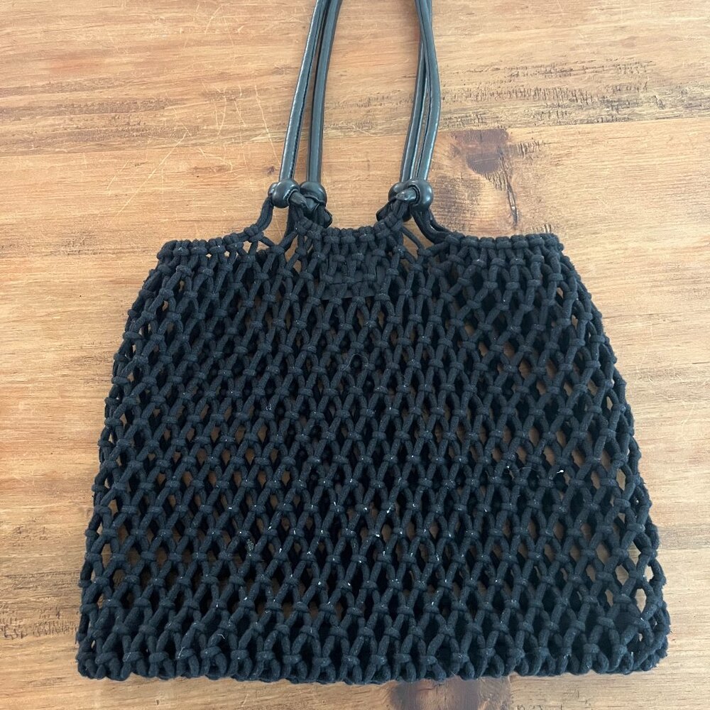 Elegant Black Knitted Tote Bag